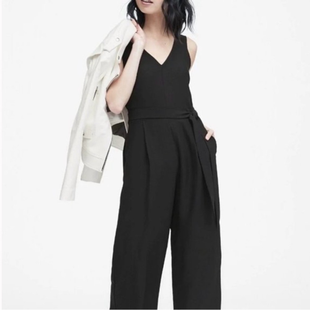 Banana Republic Black Sleeveless V-Neck Jumpsuit